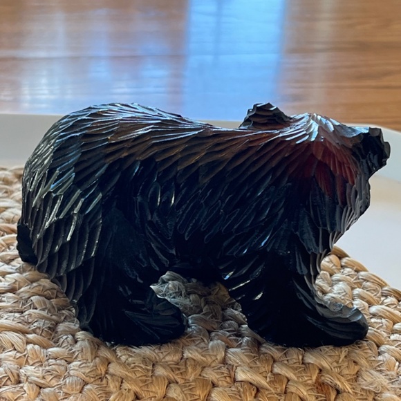 Artisan bear wood carving with fish unmarked likely Ainu art Hokkaido Japan - Picture 7 of 17